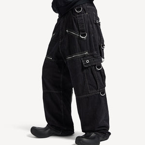 발렌시아가 D-링 카고 데님 팬츠 블랙
